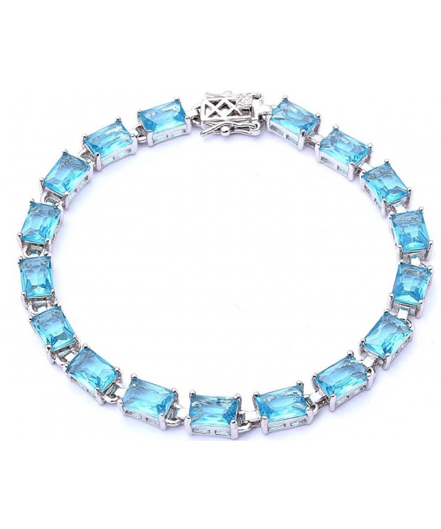 17 50ct Radiant Aquamarine Sterling Bracelet