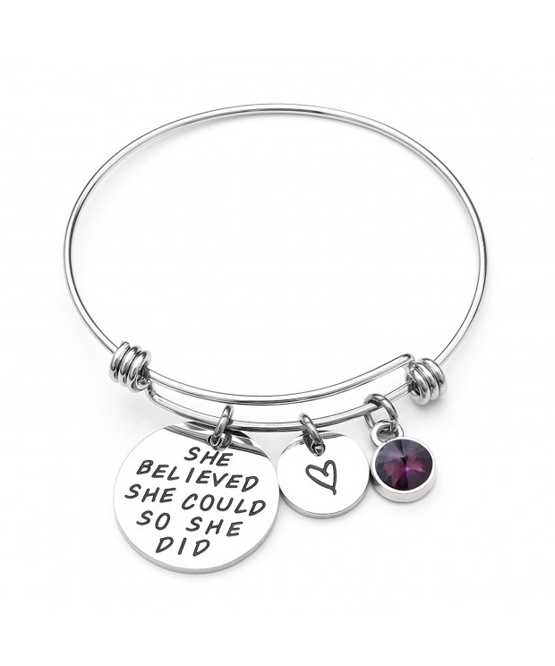 Inspirational Expandable Birthstone Stainless Amethyst Feb