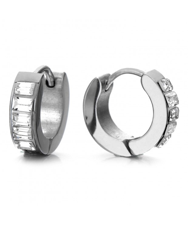 Sparkling Huggie Earrings Stainless Zirconia