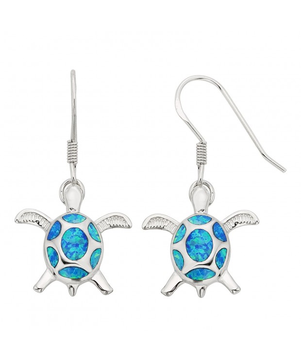 Sterling Silver Created Turtle Earrings