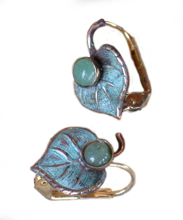 Verdigris Patina Brass Mulberry Earrings