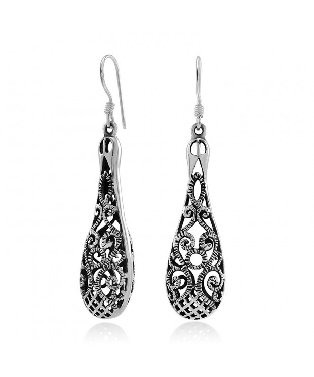 Sterling Inspired Filigree Teardrop Earrings