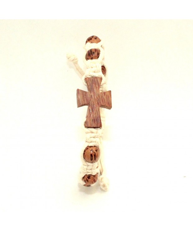 Off White Macrame Bracelet Cross Sliding