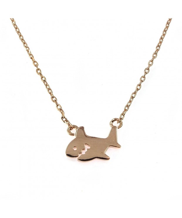 Metal Shark Pendant Necklace Rose