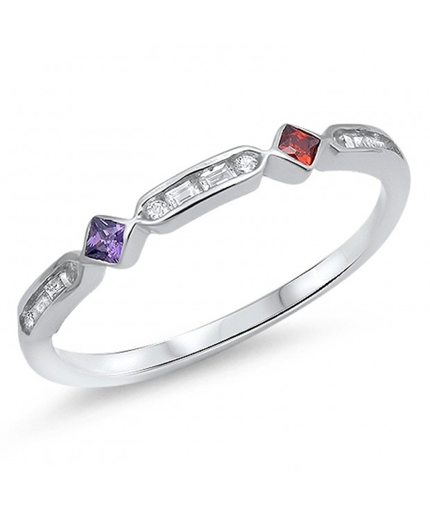 Simulated Amethyst Stackable Sterling Silver