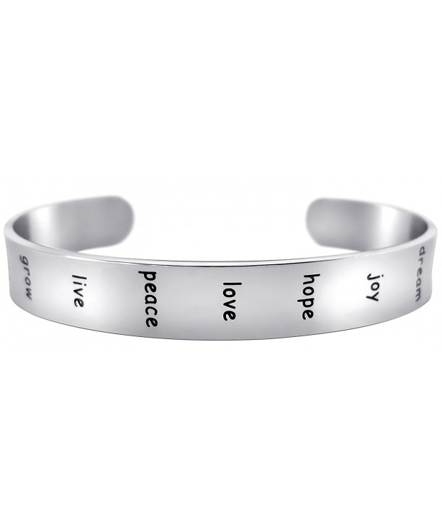 Inspirational Message Silver Engraved Bracelet