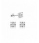 Asscher Zirconia Setting Rhodium Earrings