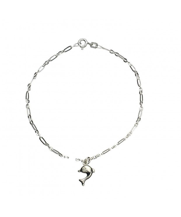 Sterling Silver Dolphin Charm Anklet