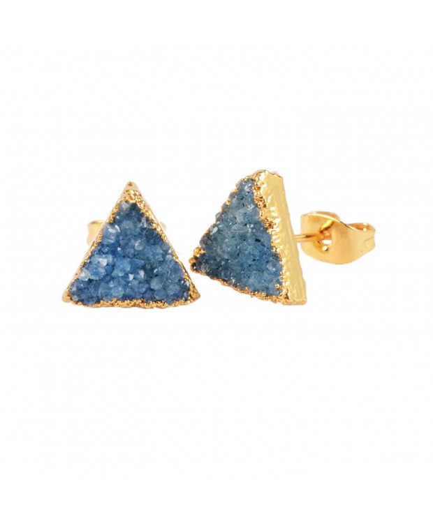 ZENGORI Plated Triangle Agate Earrings