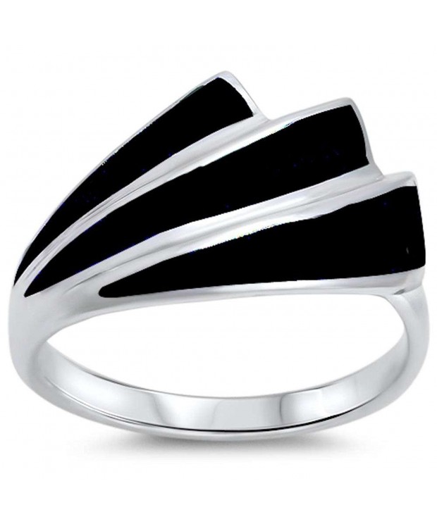 Simulated Black Design Sterling Silver