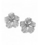 Rhodium Sterling Silver Hibiscus Earrings