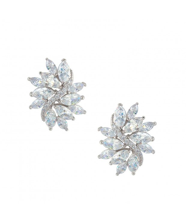 EVER FAITH Zirconia Earrings Silver Tone