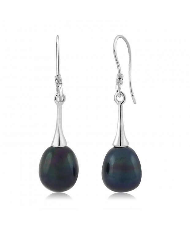 9 10MM Black Womens Dangle Earrings