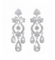 EVER FAITH Silver Tone Chandelier Earrings