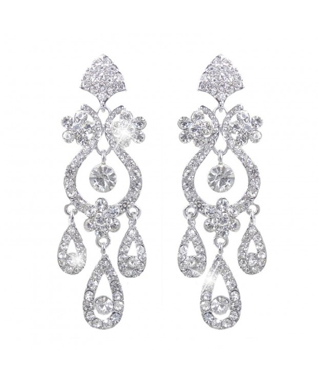 EVER FAITH Silver Tone Chandelier Earrings