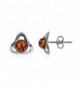 Amber Sterling Silver Celtic Earrings