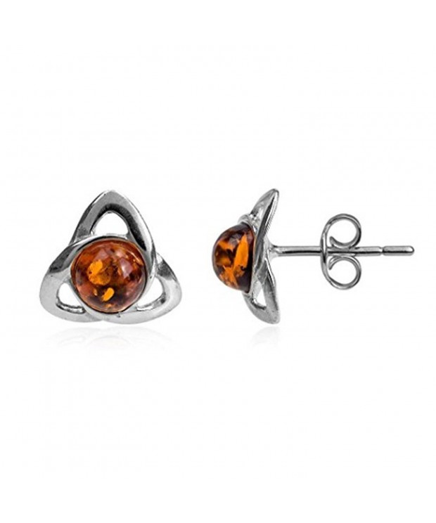 Amber Sterling Silver Celtic Earrings