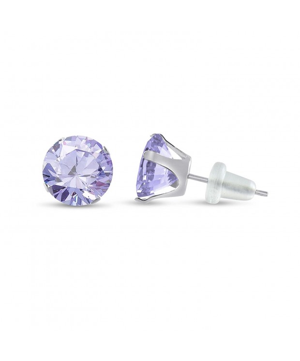 Round White Lavender Earrings Birthstone