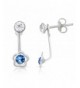 Sterling Aquamarine Crystal Rhodium Earrings
