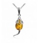 Amber Sterling Silver Pendant Necklace