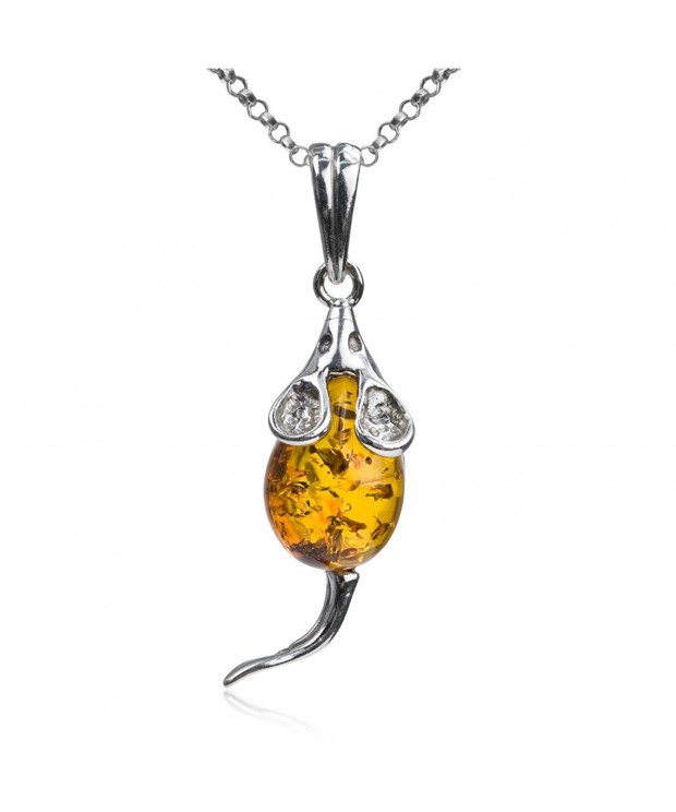 Amber Sterling Silver Pendant Necklace