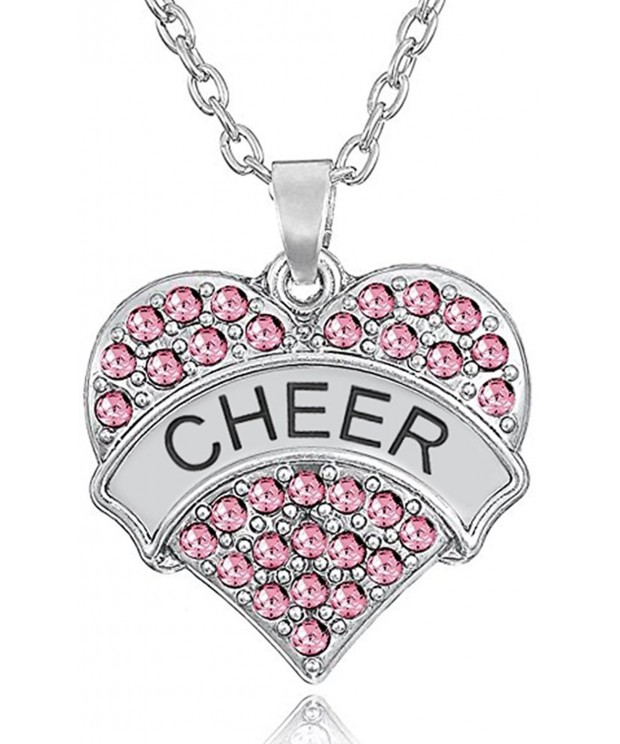 Silver Crystal Cheerleader Pendant Necklace