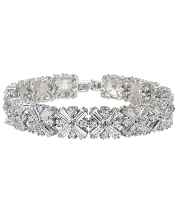 EVER FAITH Silver Tone Wedding Bracelet