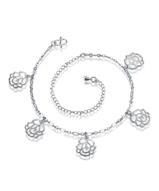 Platinum Plated Stainless Flowers Anklets