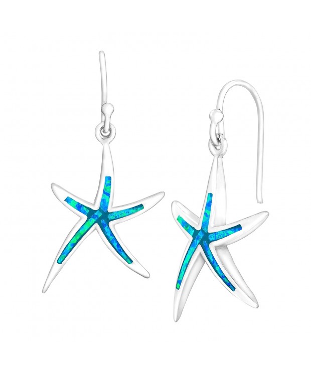 Sterling Silver Created Starfish Earrings