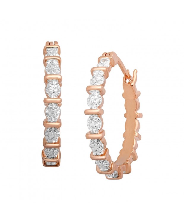 Hoop Earrings Diamonds Gold Plated Brass