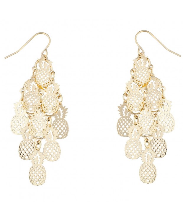 Lux Accessories Pineapple Chandelier Earrings