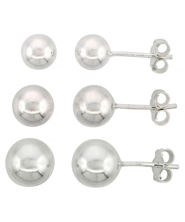 Sterling Silver Ball Earrings 3 pair