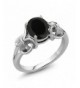 9x7mm Black Sterling Silver Womens