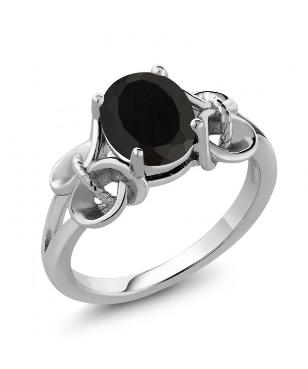 9x7mm Black Sterling Silver Womens