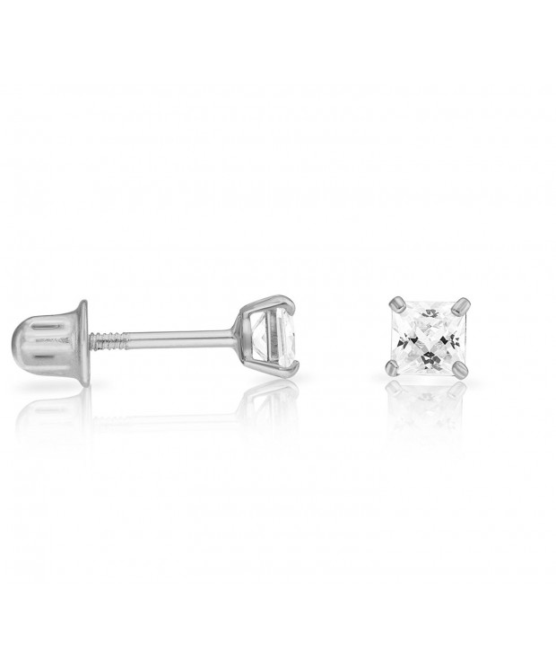 White Cubic Zirconia Princess Earrings