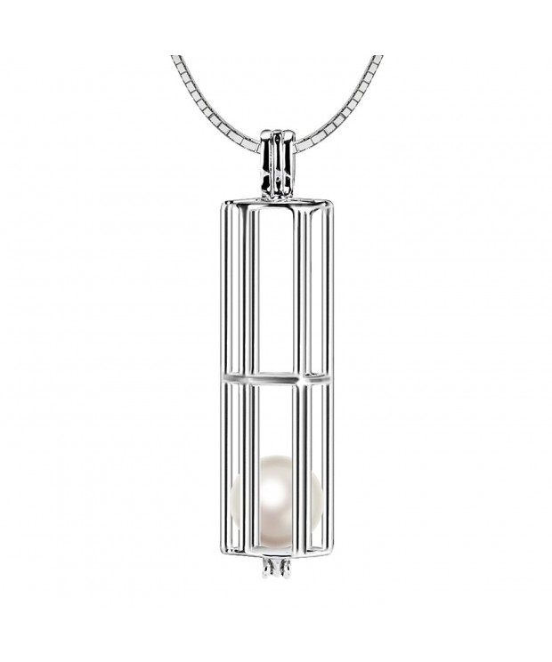 Sterling Cylindrical Pendant Necklace Cultured