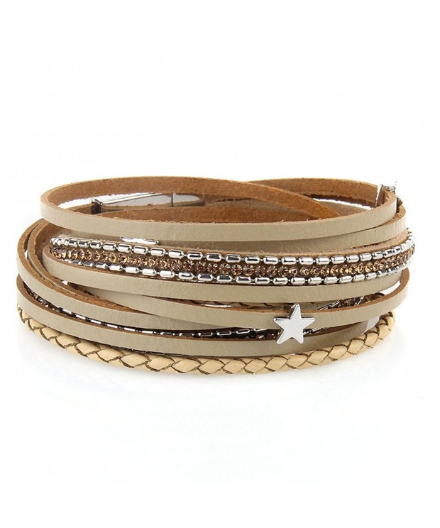 Jenia Multi layer Leather Bracelet Magnetic