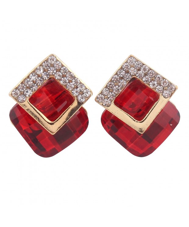 Grace Jun Rhinestone Earrings Piercing