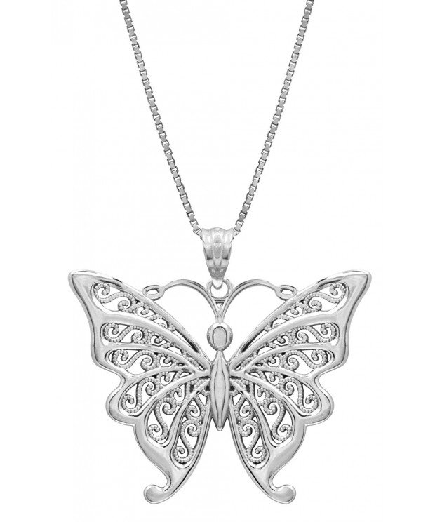Sterling Butterfly Necklace Pendant Filigree