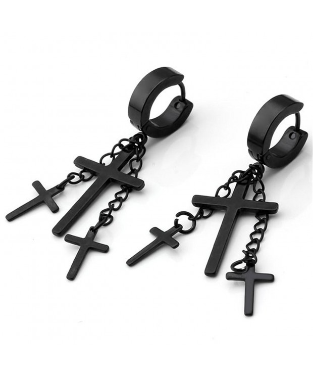 Zysta Stainless Dangle Huggie Earrings