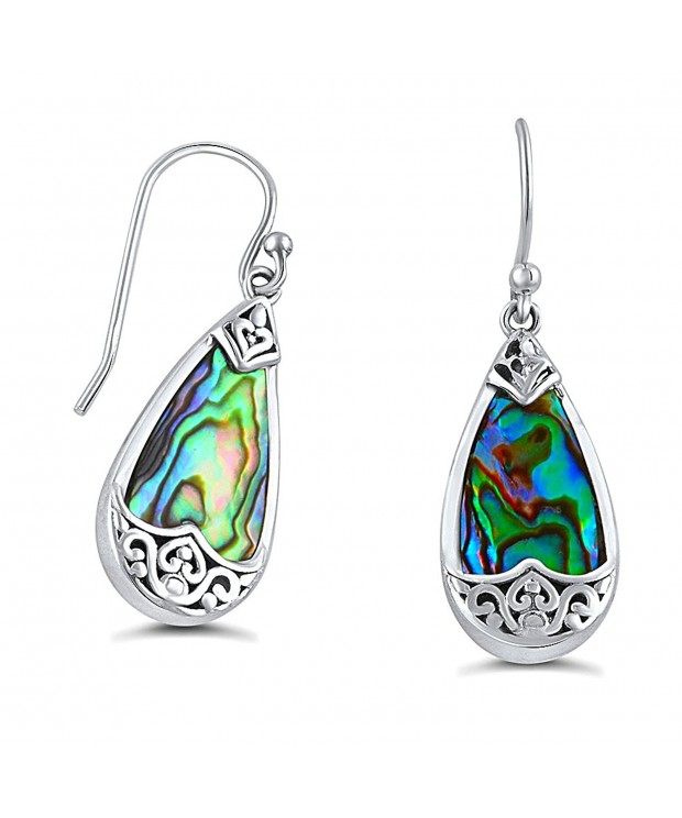 Sterling Tear drop Iridescent Abalone Earrings