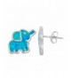 Sterling Silver Created Elephant Earrings