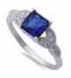 Princess Simulated Sapphire Zirconia Sterling