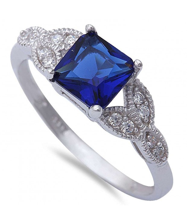 Princess Simulated Sapphire Zirconia Sterling