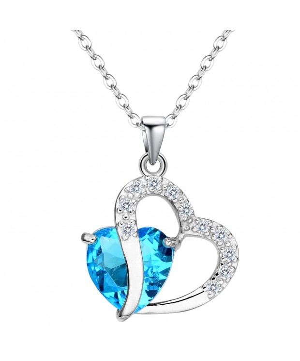 EleQueen Sterling Zirconia Necklace Aquamarine