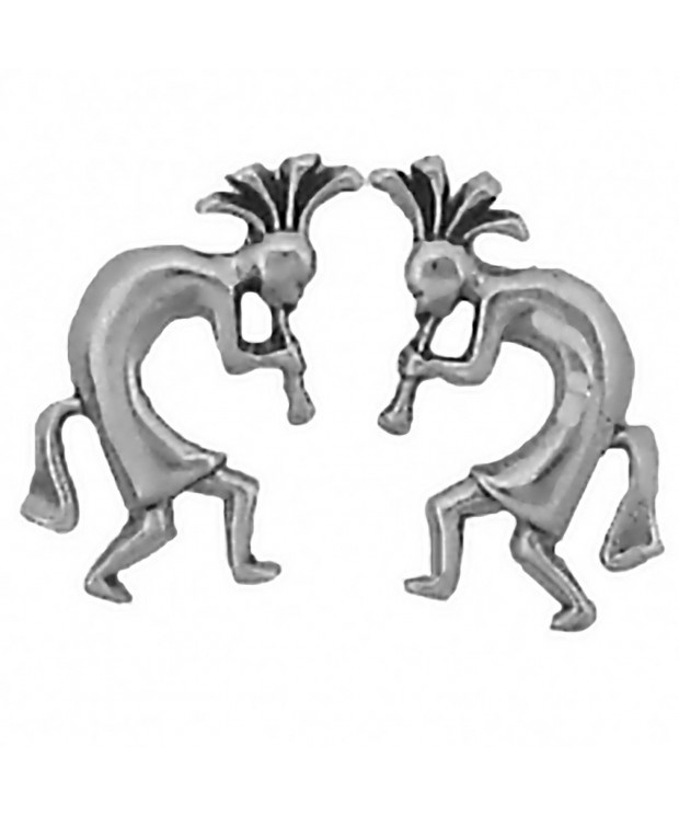 Sterling Earrings Kokopelli Playing Dancing