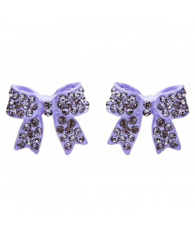 Fashion Crystal Ribbon Earrings Purple