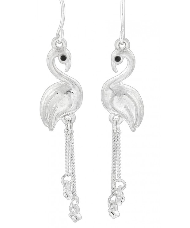 Periwinkle Elegant Silver Tone Flamingos Earrings