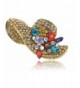 Alilang Golden Rhinestones Colorful Floral