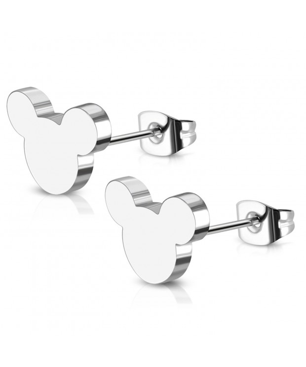 Stainless Steel Silhouette Button Earrings